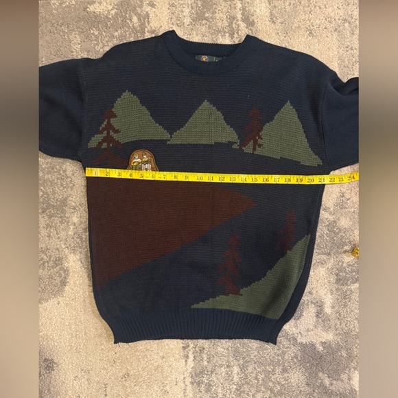 Men's Vintage Causals Blue and Green Sweater - Picture 5 of 6